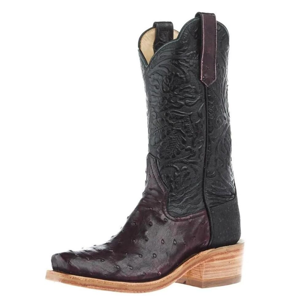 Rios Of Mercedes Women's RR Exclusive Black Cherry FQ Ostrich Leather Vamp Boots
